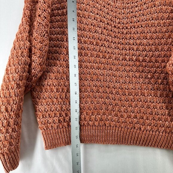 Dip Sweater Women Sz L V Neck Pullover Open Crochet Long Sleeve Preppy Sandstone - Picture 11 of 12